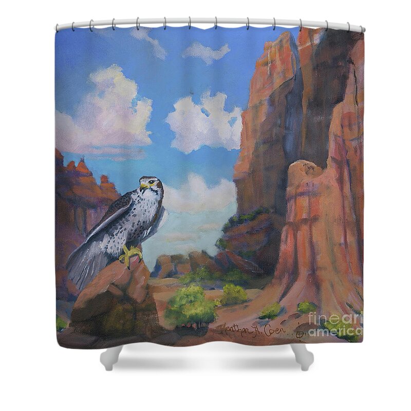  Shower Curtain featuring the painting Land of Shadows by Heather Coen