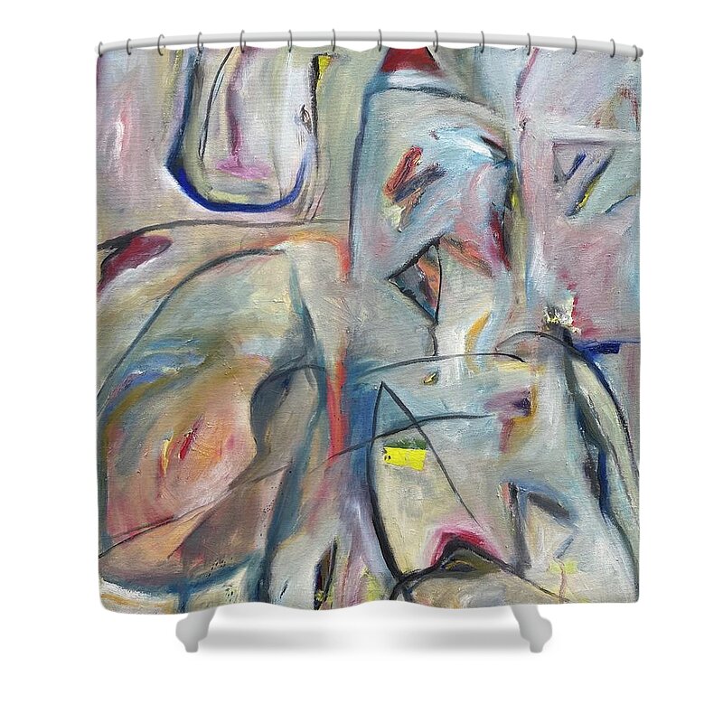Abstract Landscape Shower Curtain featuring the painting Landscape by Jasperhound Andrews