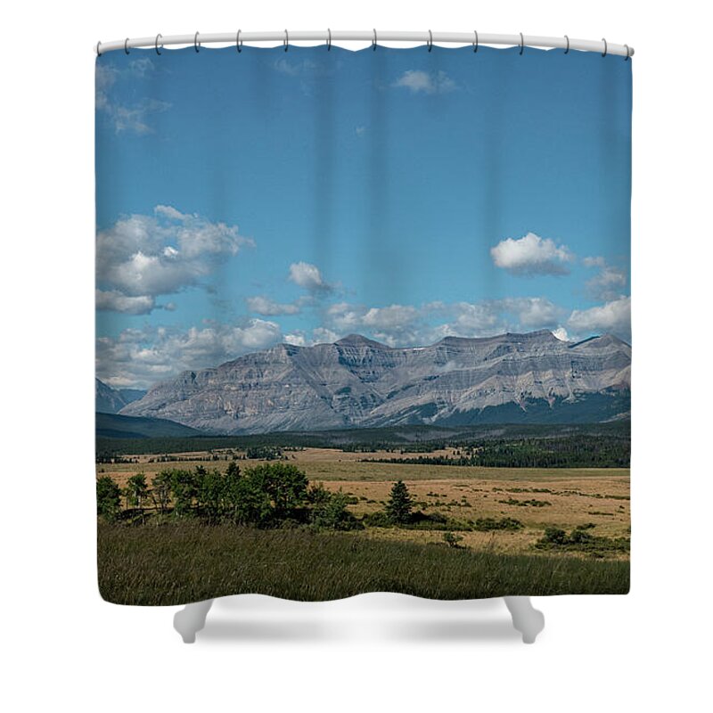 Landscape Shower Curtain featuring the photograph Landscape in the Alberta Rockies by Karen Rispin