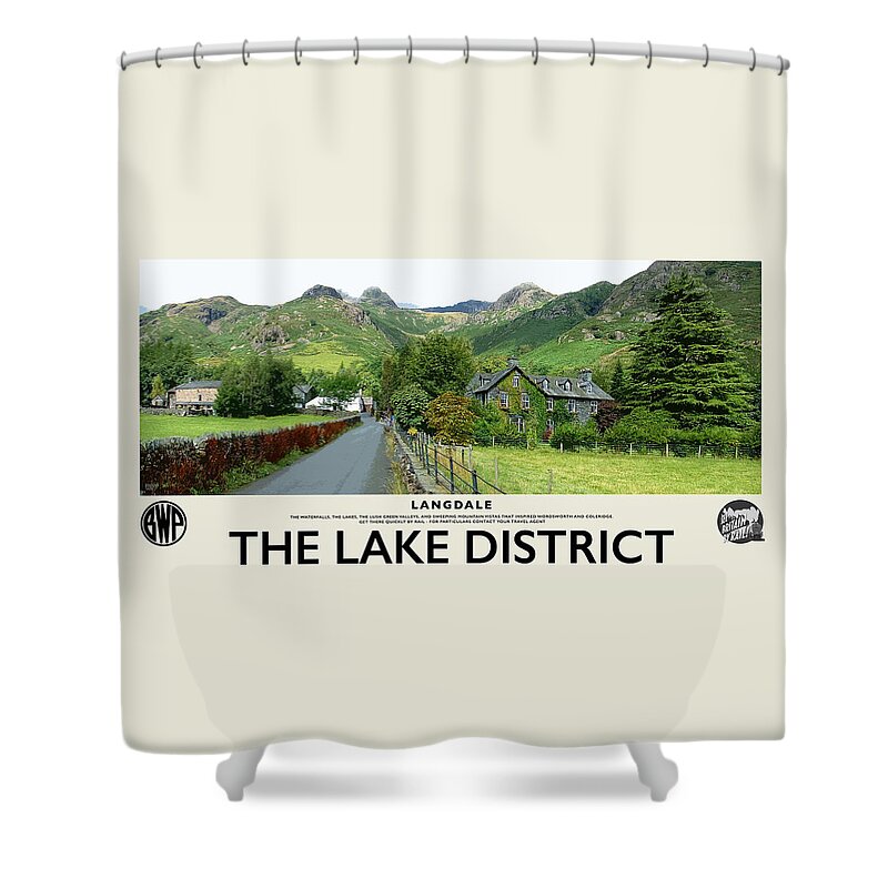 Langdale Shower Curtain featuring the photograph Langdale Lake District Destination Cream Railway Poster by Brian Watt
