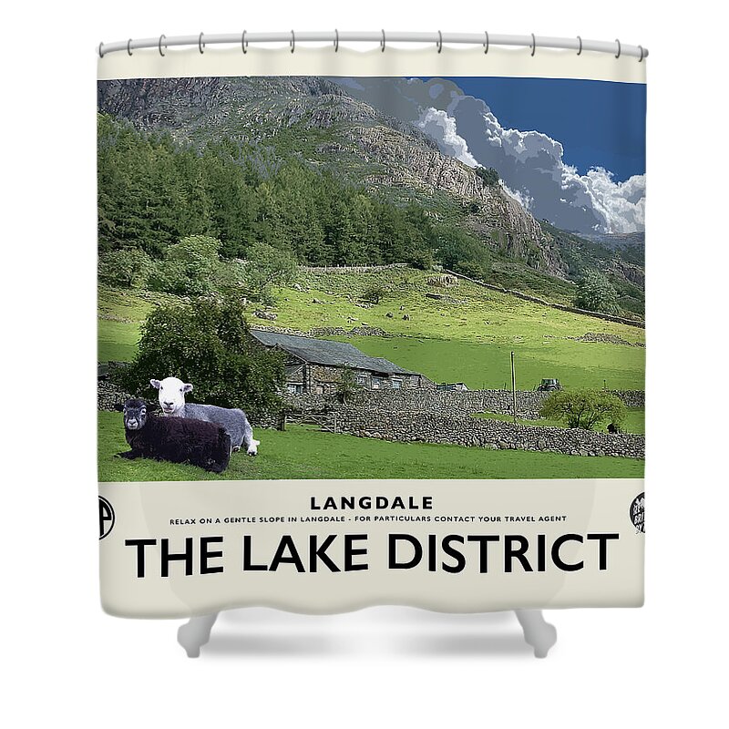 Langdale Shower Curtain featuring the photograph Langdale Sheep Cream Railway Poster by Brian Watt