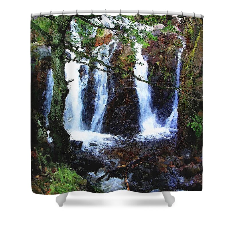 Lake District Shower Curtain featuring the photograph Langdale Waterfall by Brian Watt