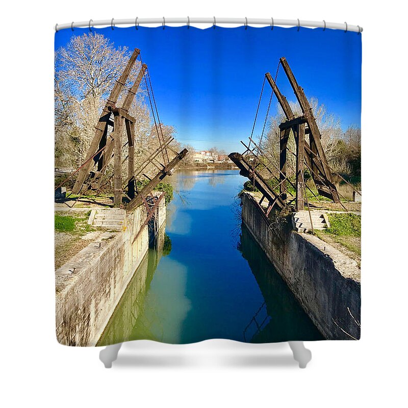 Langlois Bridge Shower Curtain featuring the photograph Langlois Bridge in Arles by Donna Martin Artisan Liight