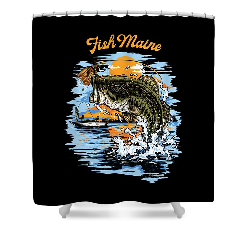 Largemouth Bass Fishing Graphic design Fish Maine graphic Shower Curtain
