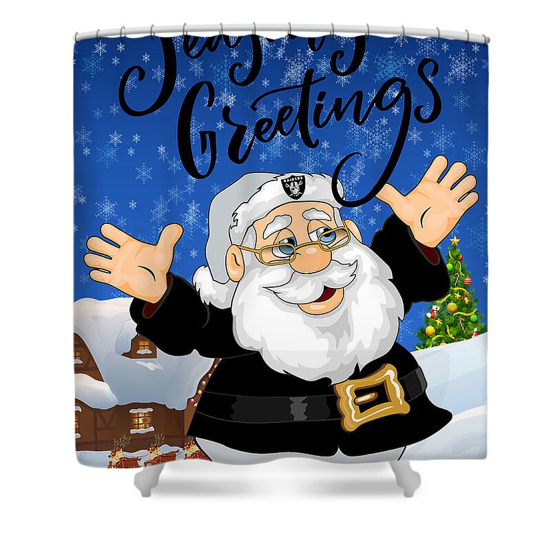 Las Vegas Raiders Touchdown Santa Claus Christmas Cards 1 Shower Curtain