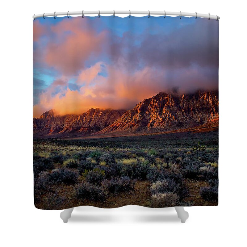 Landscape Photography Shower Curtain featuring the photograph Las Vegas Red Rock Canyon by Michael W Rogers