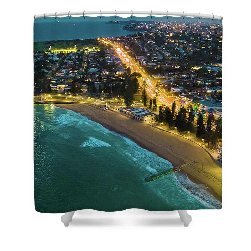 Road Shower Curtain featuring the photograph Last Light at Collaroy No 3 by Andre Petrov