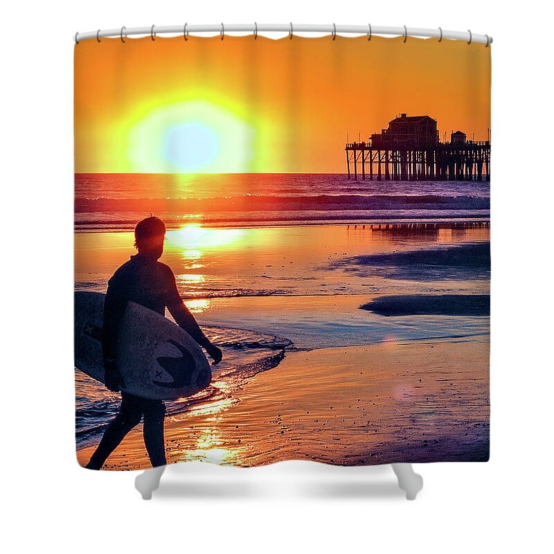 Surf Shower Curtain featuring the photograph Last Swell of the Day by Jeff Speigner