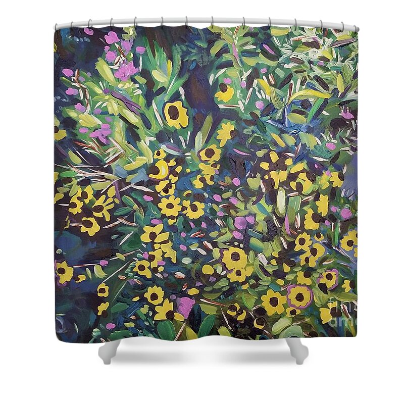 Floral Shower Curtain featuring the painting Late Bloom by Catherine Gruetzke-Blais