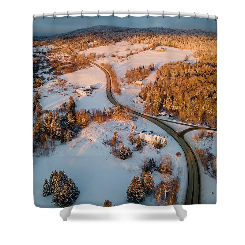Great North Woods Shower Curtain featuring the photograph Late Day Sunlight In Clarksville, NH - January 2021 by John Rowe
