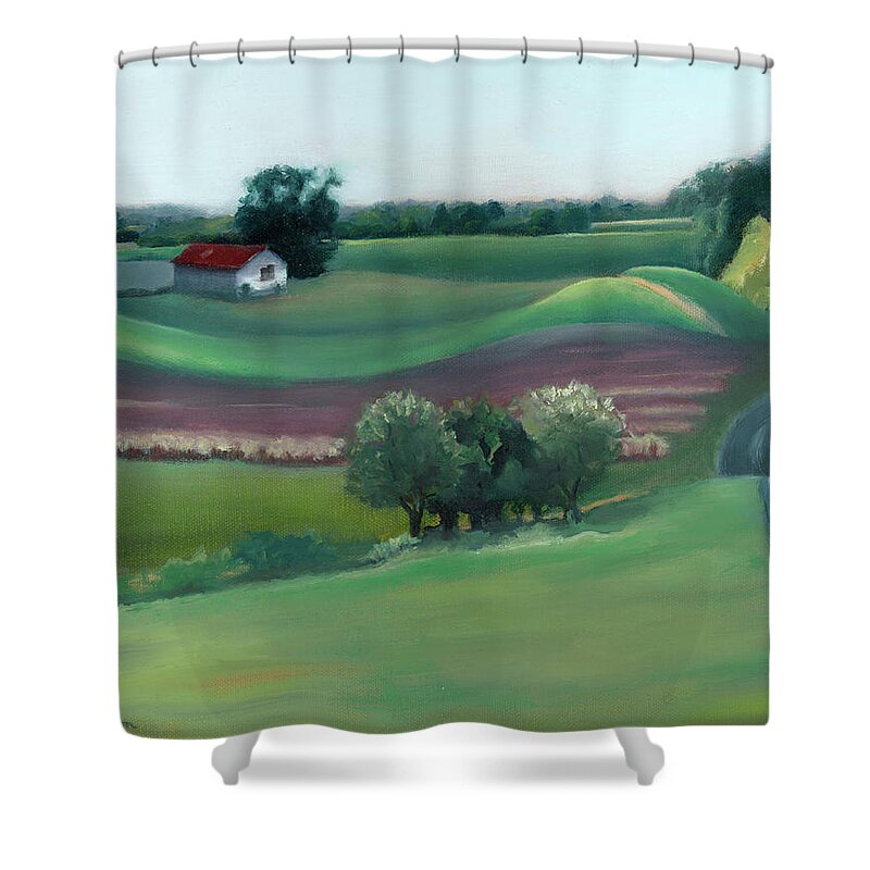 Fields Shower Curtain featuring the painting Late Summer's Fields by Linda Anderson