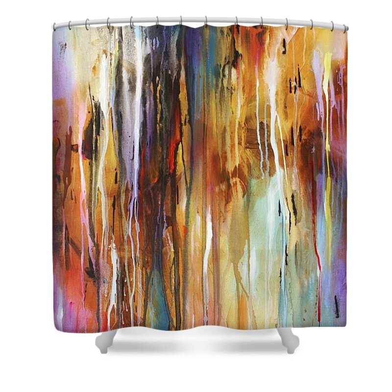Abstract Shower Curtain featuring the painting Lattice by Michael Lang