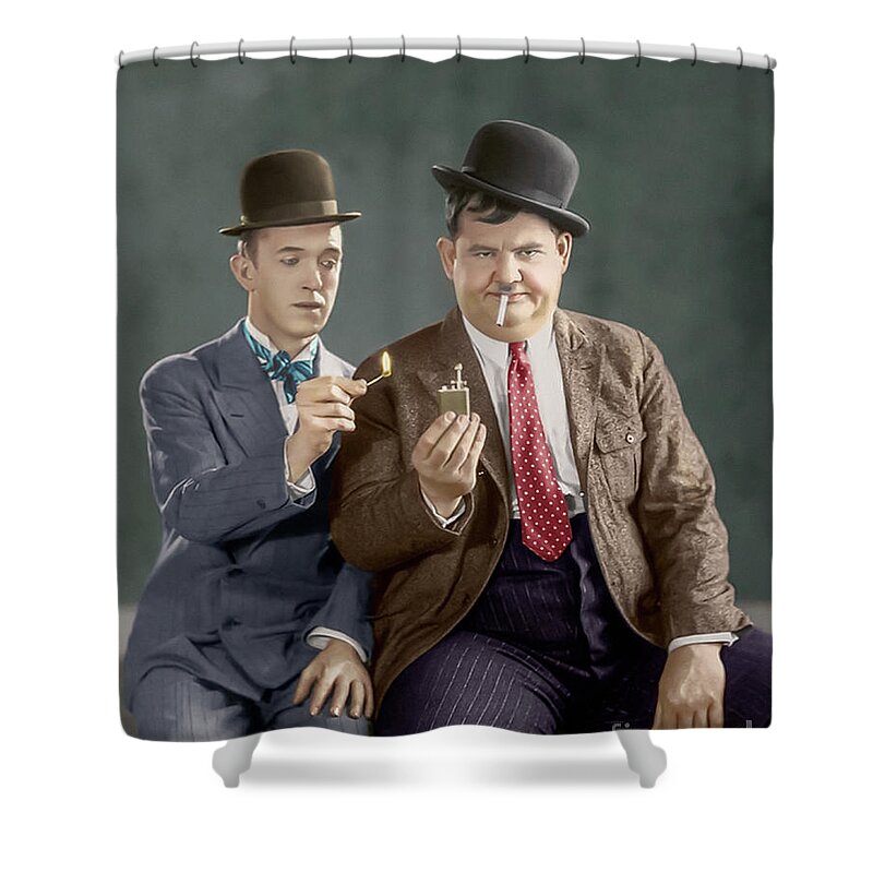 Laurel And Hardy Shower Curtain featuring the photograph Laurel and Hardy by Franchi Torres