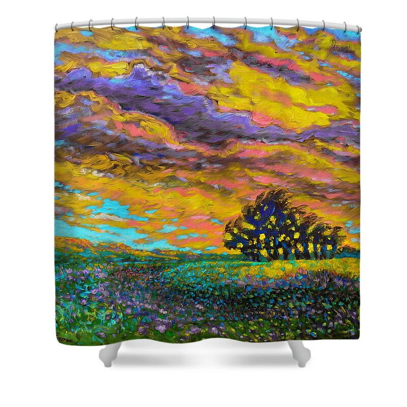 20x24 Shower Curtain featuring the painting Lavender Meadow by Michael Gross