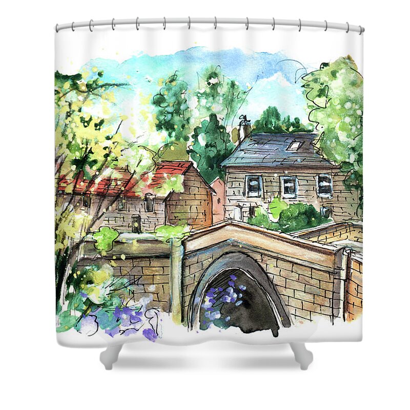 Travel Shower Curtain featuring the painting Lealholm 01 by Miki De Goodaboom