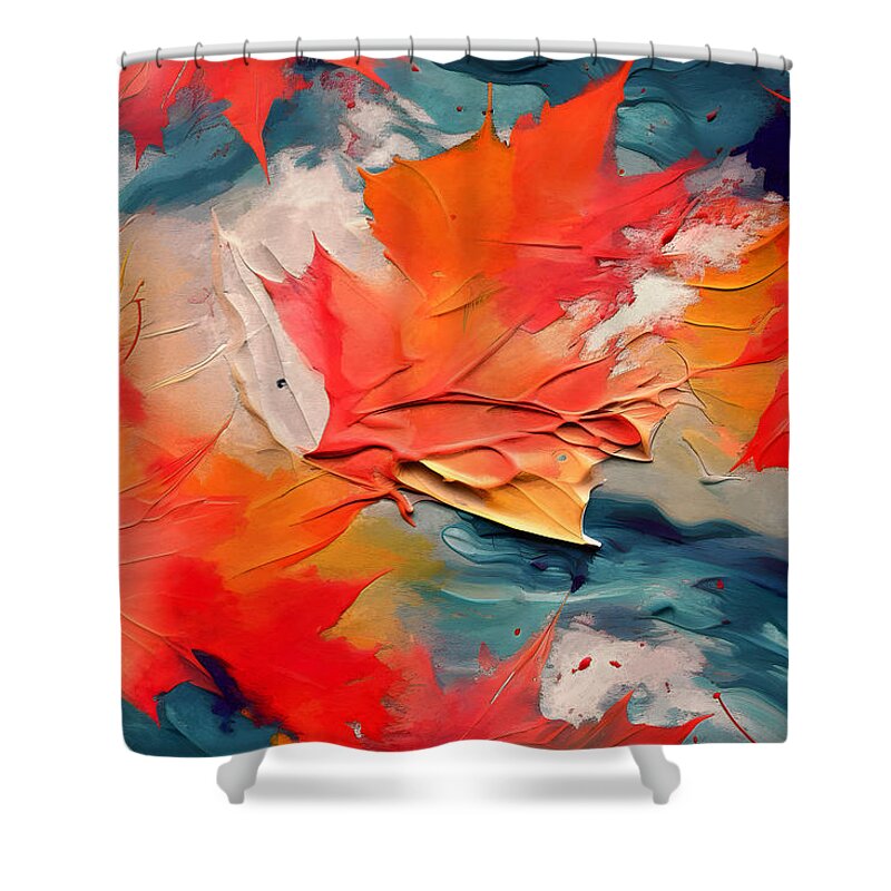Leaves Shower Curtain featuring the painting Leaves in the Wind by Jirka Svetlik