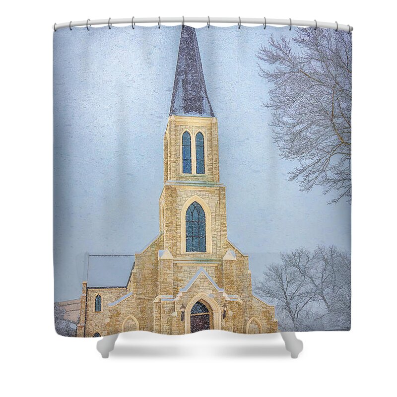 Lee University Shower Curtain featuring the photograph Lee University Chapel on a Snowy Day by Marcy Wielfaert