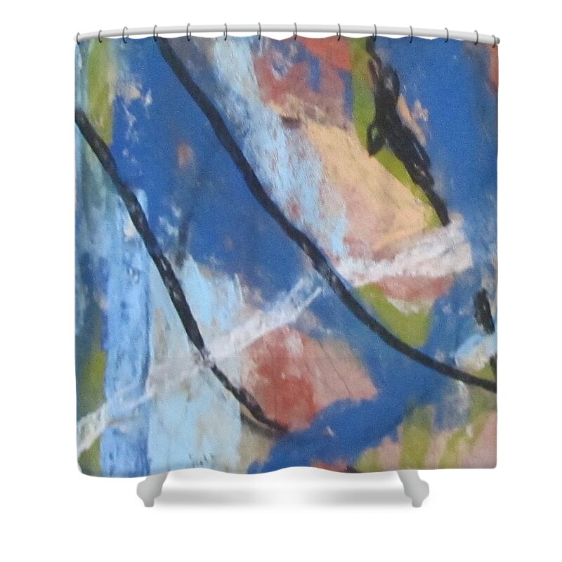 Left Hand Paintings Shower Curtain featuring the pastel Left Hand Abstracts Series #1 Left Diptych by Barbara O'Toole