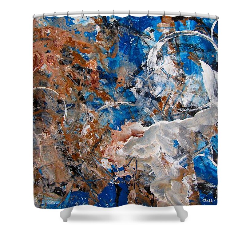 Bubbles Shower Curtain featuring the painting Lefthand Abstacts Series #4- Rising to the Surfac by Barbara O'Toole