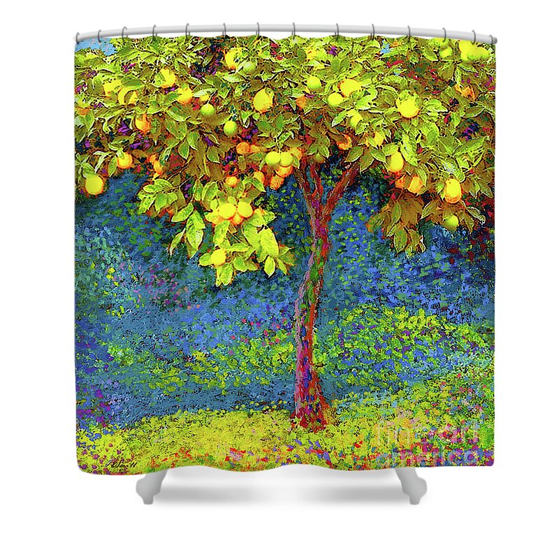 Landscape Shower Curtain featuring the painting Lemon Tree by Jane Small