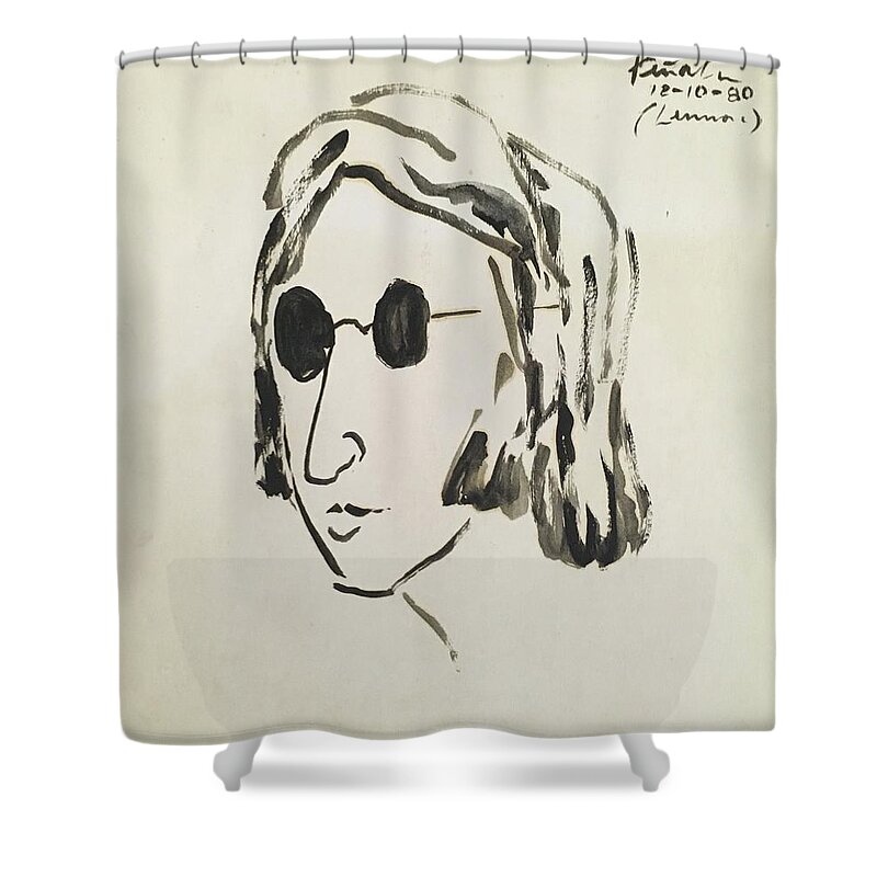 Ricardosart37 Shower Curtain featuring the painting Lennon 12-10-80 by Ricardo Penalver deceased