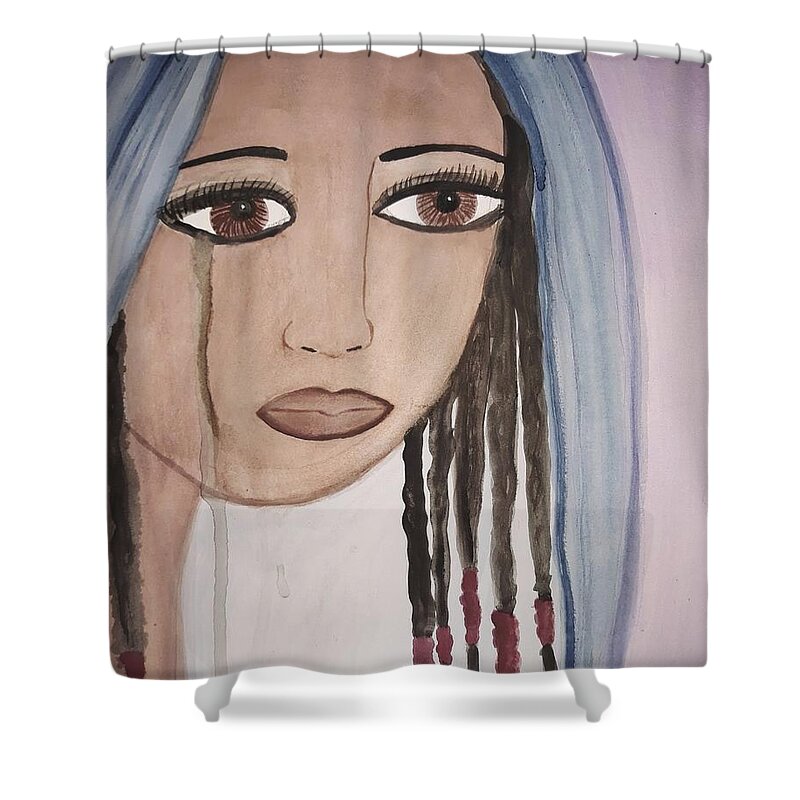 Woman Shower Curtain featuring the painting Let It Be 2 by Vale Anoa'i