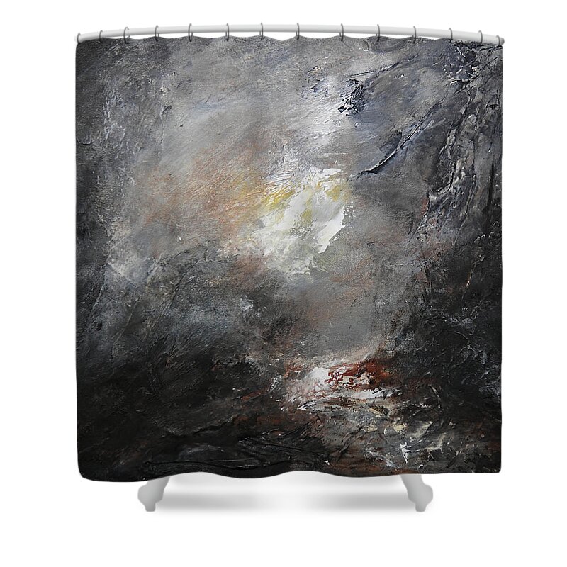 Abstract Shower Curtain featuring the painting Let There Be Light Abstract Landscape by Jai Johnson