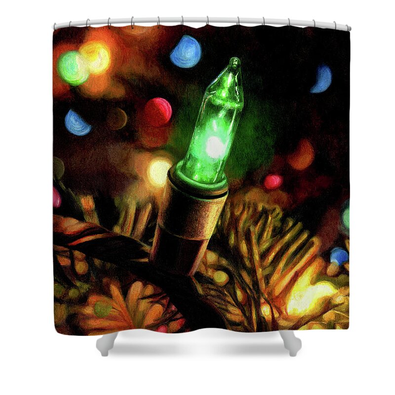 Christmas Shower Curtain featuring the drawing Let's Light the Tree by Shana Rowe Jackson