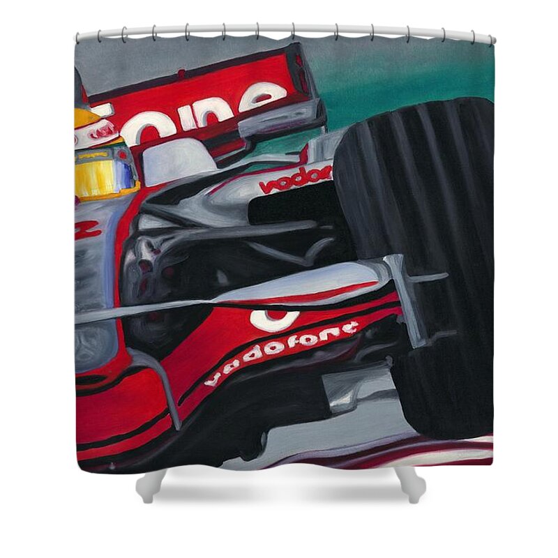 Formula 1 Shower Curtain featuring the painting World Champion by Ran Andrews