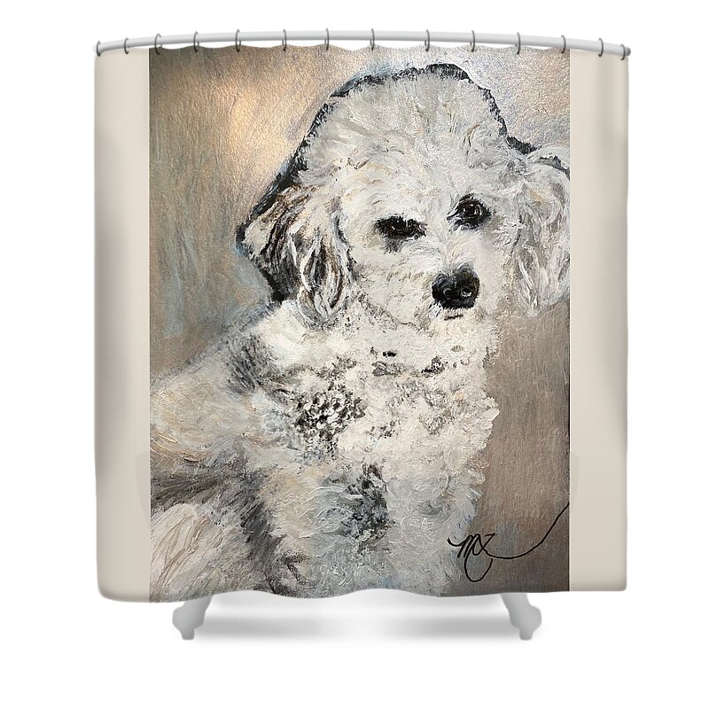 Poodle Shower Curtain featuring the painting Poodle by Melody Fowler