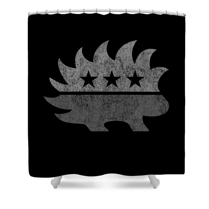 Libertarianism Shower Curtain featuring the digital art Libertarian Porcupine Greyed Out Tacti-Cool by Flippin Sweet Gear