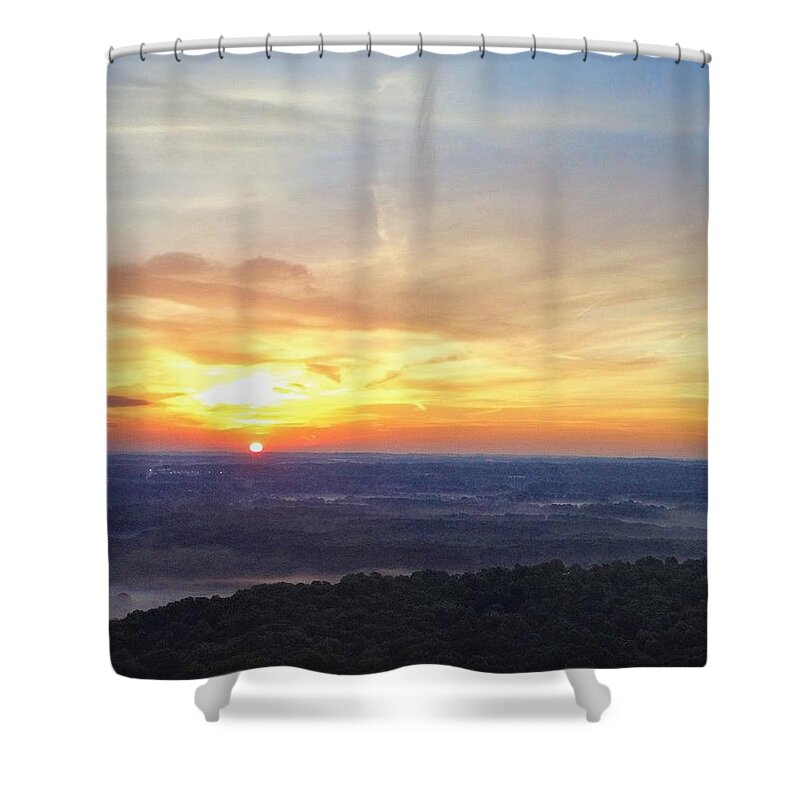  Shower Curtain featuring the photograph Liberty Park Sunrise by Brad Nellis