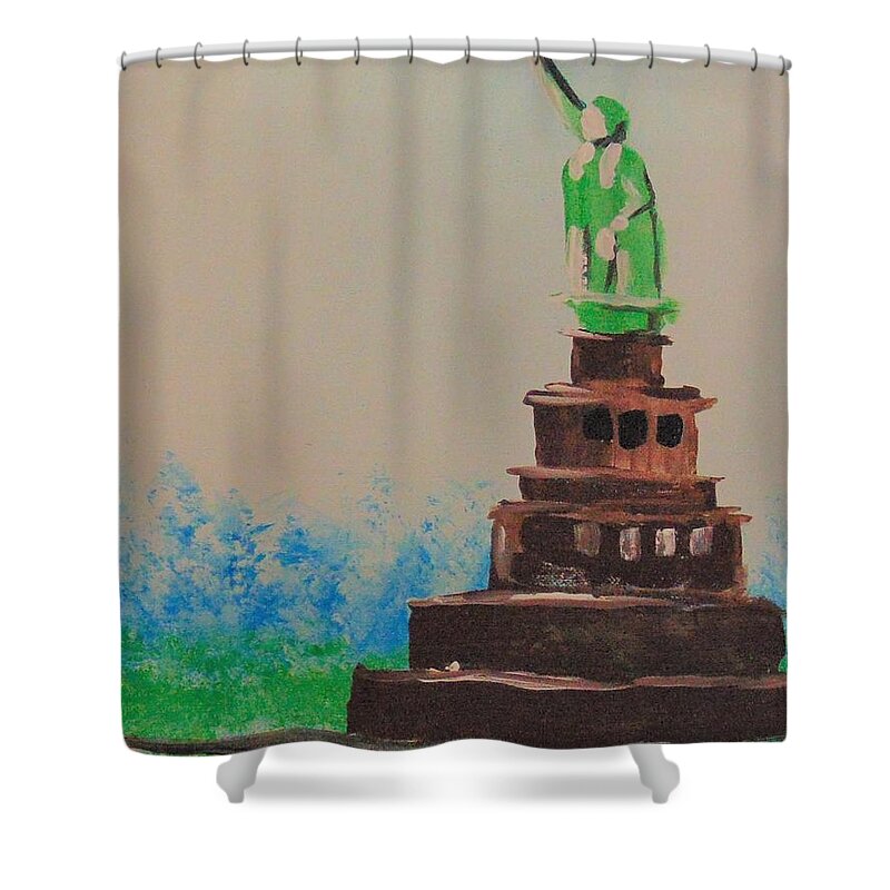 Liberty Shower Curtain featuring the painting Liberty by Saundra Johnson