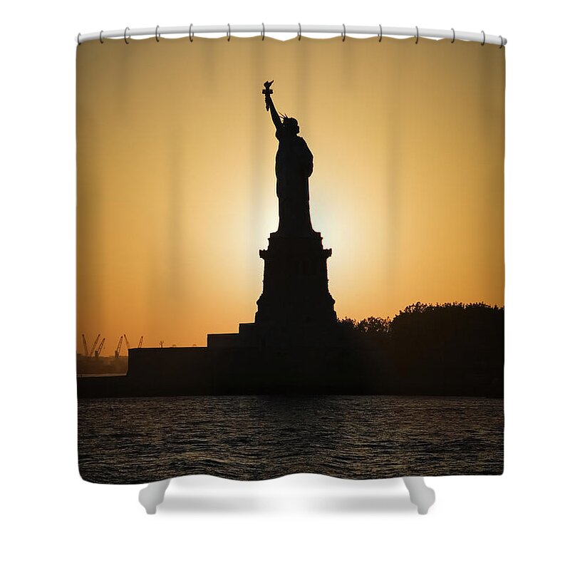 Statue Of Liberty Shower Curtain featuring the photograph Liberty Sunset by Dave Bowman