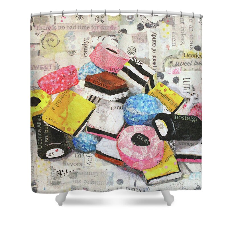 Candy Shower Curtain featuring the mixed media Licorice Allsorts by Patricia Henderson