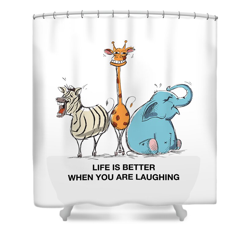 Fun Shower Curtain featuring the painting Life Is Better When You are Laughing by Miki De Goodaboom