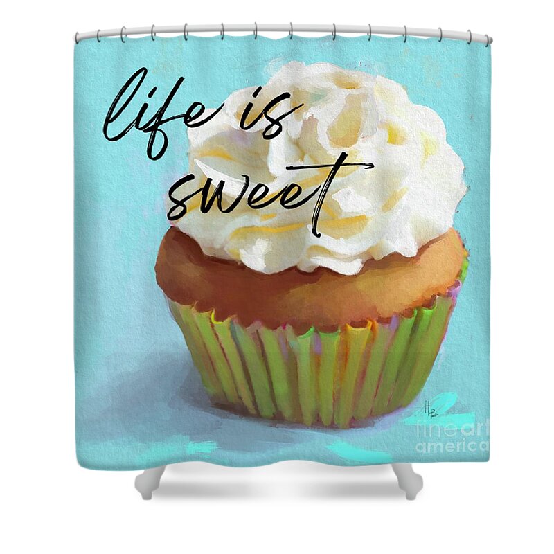 Cupcake Shower Curtain featuring the painting Life is Sweet by Tammy Lee Bradley