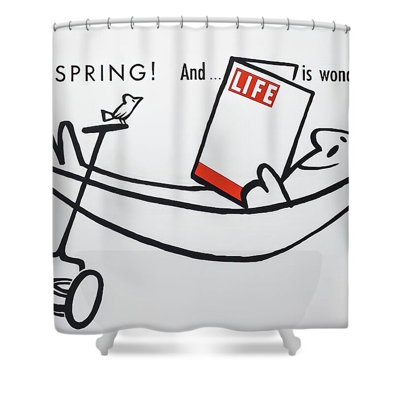 Advertisement Shower Curtain featuring the drawing Life is Wonderful Poster by M G Whittingham