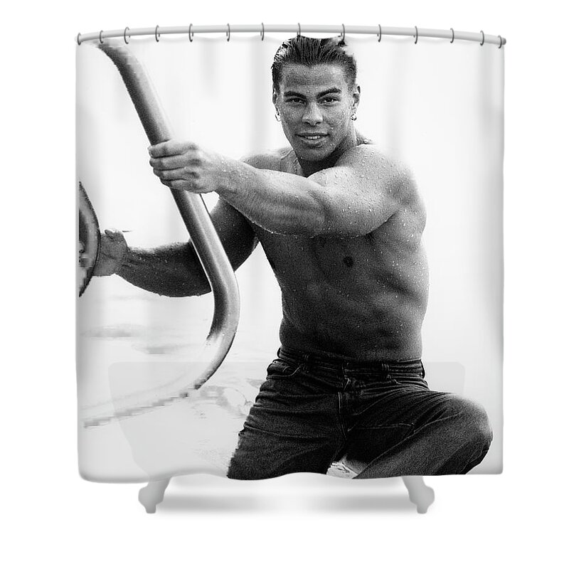 Pool Shower Curtain featuring the photograph Lifeguard by Jim Whitley
