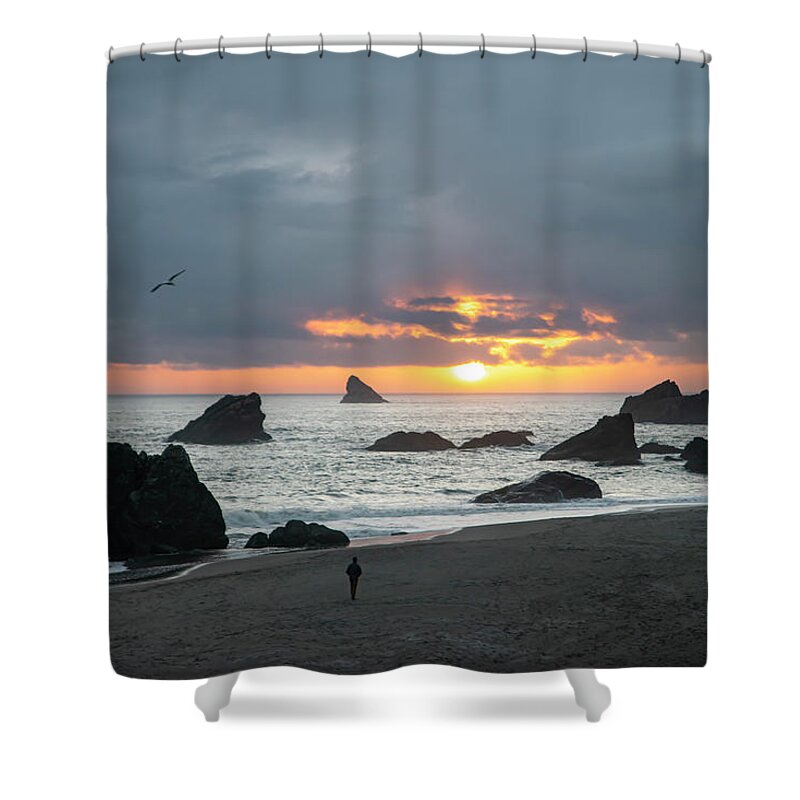 Beach Shower Curtain featuring the photograph Light and Solitude by Steven Clark