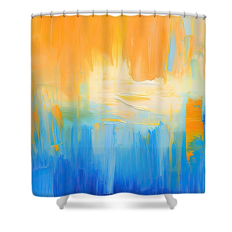 Yellow Shower Curtain featuring the painting Light Beyond by Lourry Legarde