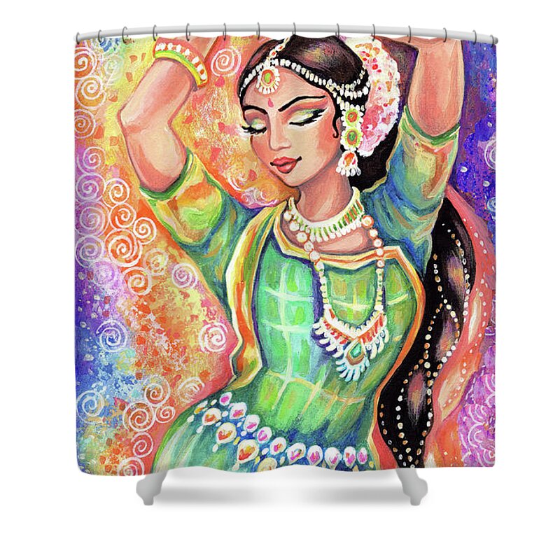 Indian Dancer Shower Curtain featuring the painting Light of Ishwari v1 by Eva Campbell