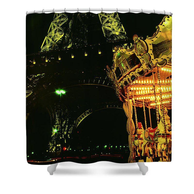Eiffel Tower Shower Curtain featuring the photograph Light Of The Carousel - Eiffel Tower, Paris, France by Earth And Spirit