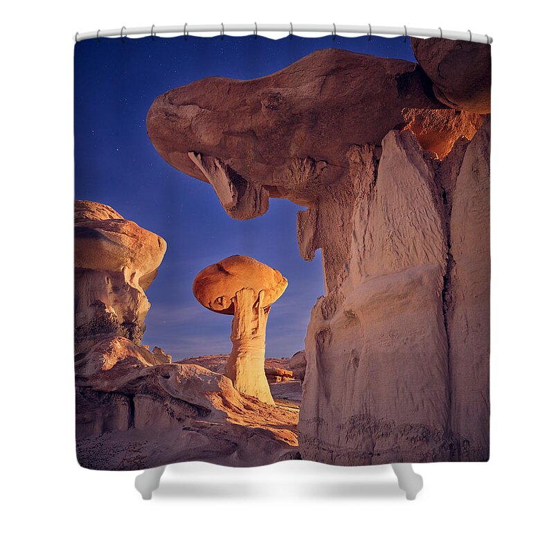 Badlands Shower Curtain featuring the photograph Light There Be by Peter Boehringer