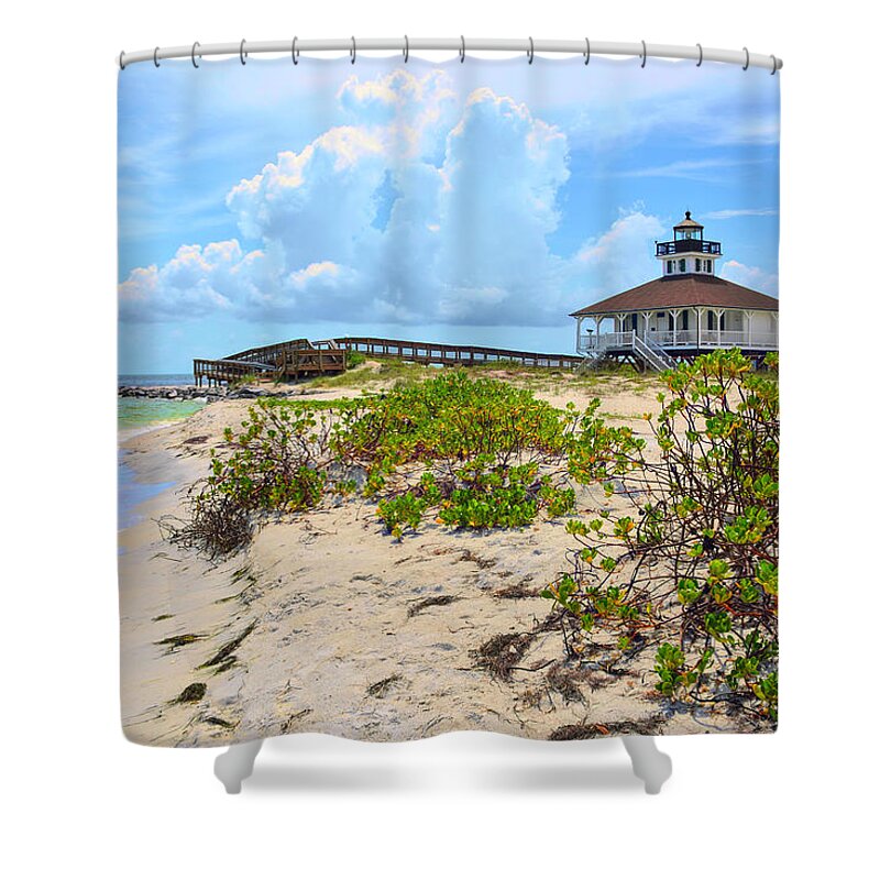 Boca Grande Shower Curtain featuring the photograph Lighthouse by Alison Belsan Horton