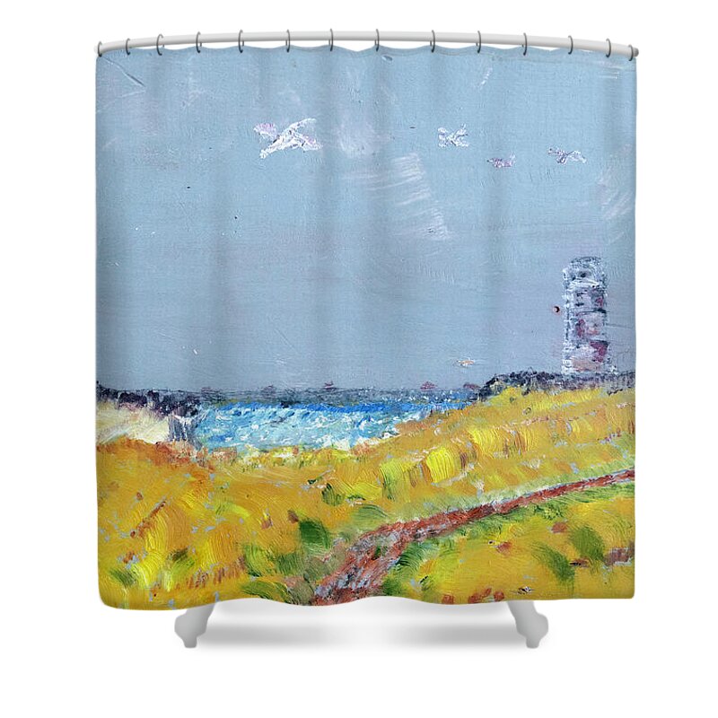  Shower Curtain featuring the painting Lighthouse by David McCready