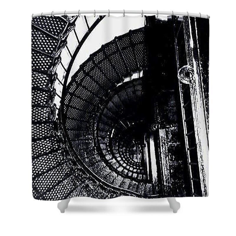 Lighthouse Shower Curtain featuring the photograph Lighthouse dizzinesso by Judy Stepanian