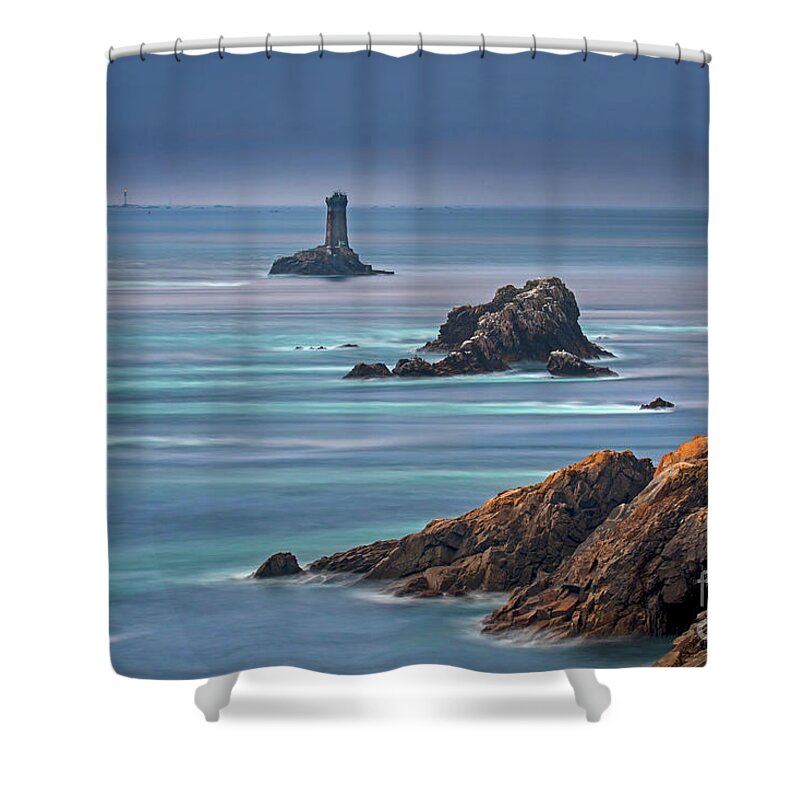 Pointe Du Raz Shower Curtain featuring the photograph Lighthouse La Vieille, Brittany by Arterra Picture Library