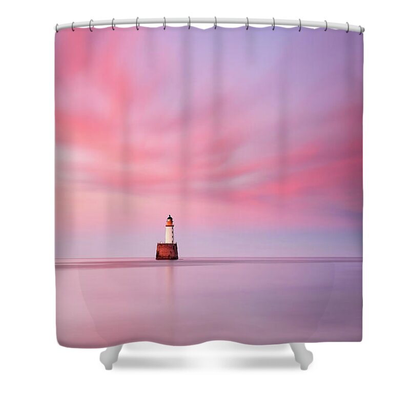 Rattray Head Lighthouse Shower Curtain featuring the photograph Lighthouse Sunset by Grant Glendinning