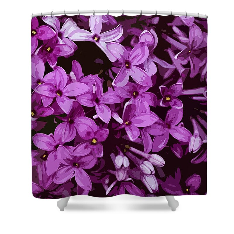 Nature Shower Curtain featuring the mixed media Lilacs by Judy Cuddehe